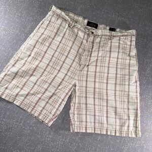 RedHead Mens Plaid Flat Front Shorts Beige Brown Orange Size 40 Casual Outdoor